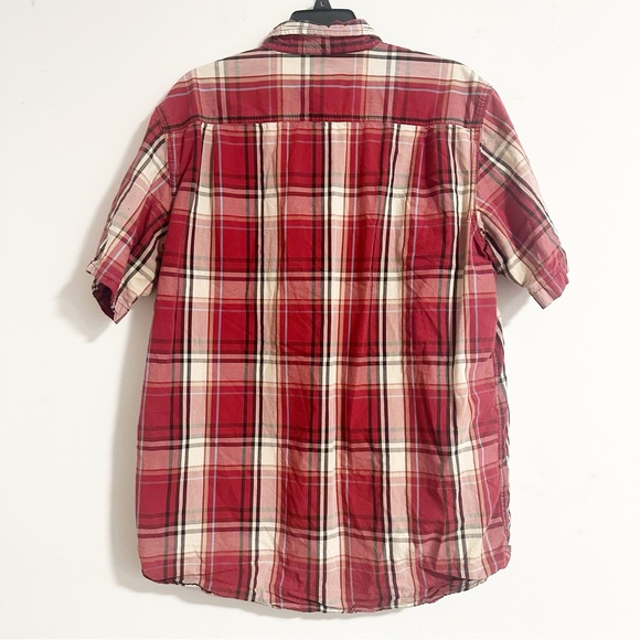 Carhartt Relaxed Fit Worn In Plaid Button Down Short Sleeve Cotton Workwear Shir - Picture 5 of 5